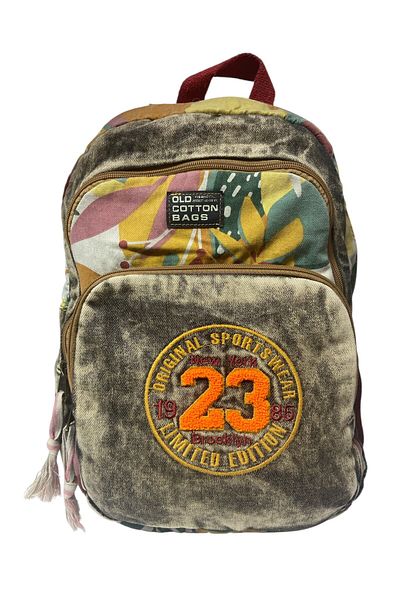 Old Cotton Quality Colorful Vintage Disayn Backpack Trip School Travel Bag 30cm X 42cm