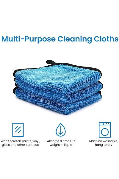 AGC Microfiber Cleaning Towel 30x30cm 600GSM ,High Absorbent, Lint-Free, Reusable Cloth - 3PCS