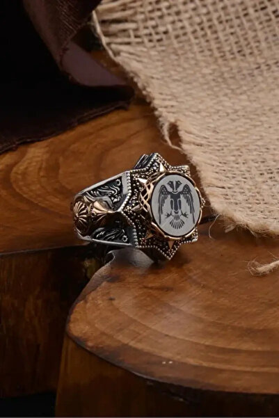 OSMANLI GÜMÜŞ Çift Başlı Selçuklu Kartalı Model Miğfer Kalkan İşlemeli Koleks...