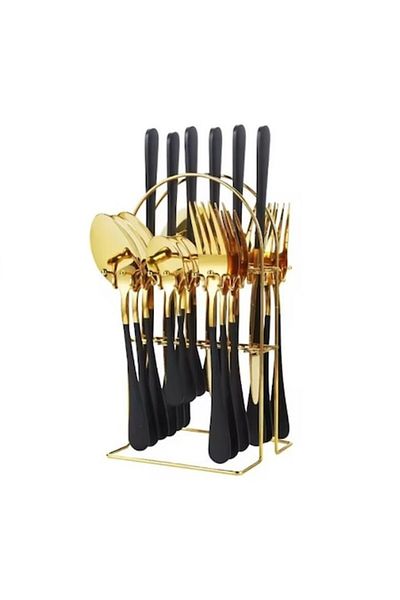 Rovitech 24-piece cutlery set, stainless steel, gold/black