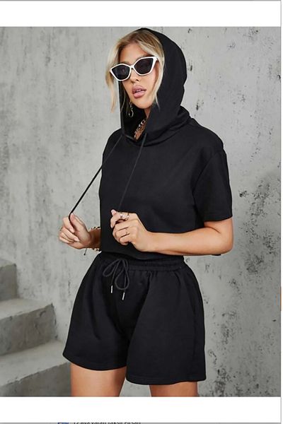 yueswear Unisex Μαύρο S-shorts με ελαστική μέση και τσέπες