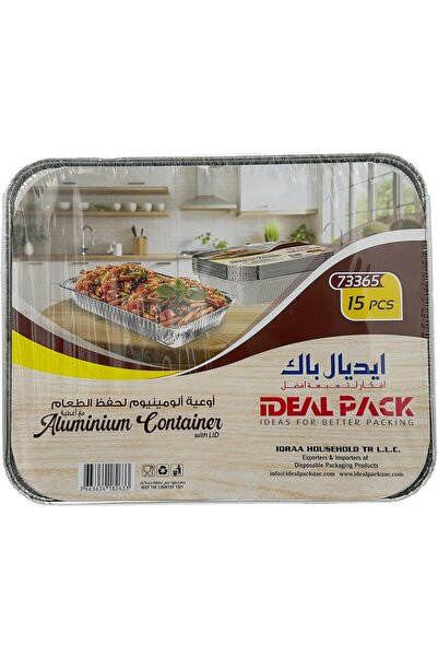 Ideal Pack حاويات من رقائق الألومنيوم شديدة التحمل مع أغطية - عبوة من 15 قطعة