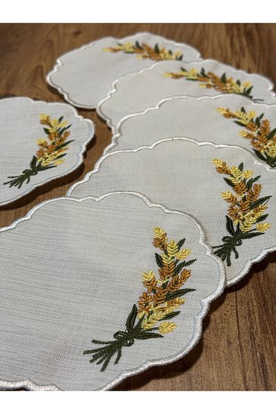 sielta 6 Pieces Ecru Presentation Napkin Coasters Cocktail Napkin, Coffee Side Presentation