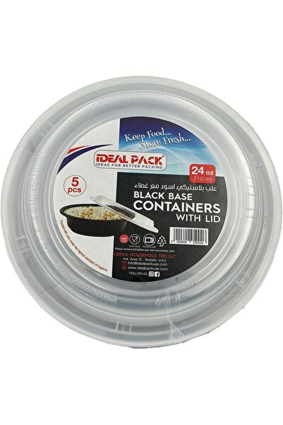 Ideal Pack Black Base Round Food Containers with Lids – 24 oz | 5 Pack | BPA-...