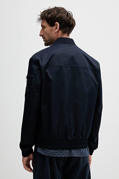 BOSS Erkek Regular Fit Dik Yaka Su Geçirmez Kumaş Astarlı Uzun Kollu Lacivert Ceket 50544097-404