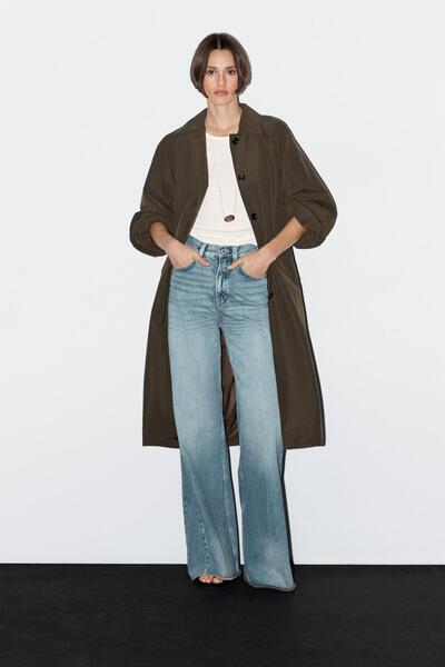 Massimo Dutti Düğme detaylı teknik kumaş trençkot