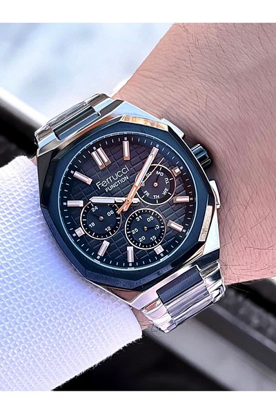 Ferrucci 2 Year Guarantee Steel Cord Inner Dial Features Active 3 Atm Men Wrist Watch Ef.03372.03
