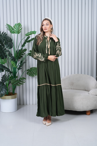 EL jadida Γυναικείο μακρύ ρόμπα χακί μεγάλου μεγέθους