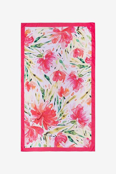 Barine Floral Patterned Cotton Pareo & Sarong Fuchsia