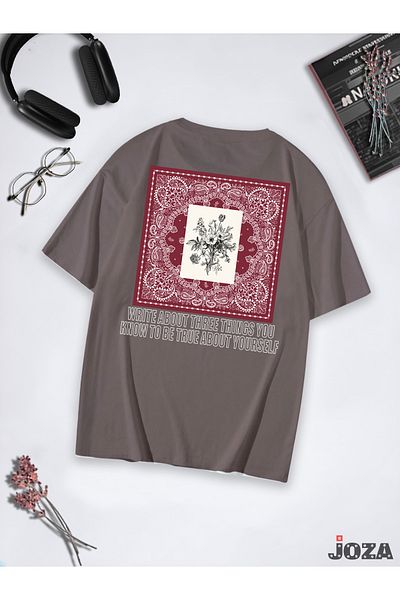 Joza Outdoors Γυναικείο Ανδρικό Unisex Μοτίβο χαλιού Σχέδιο BACK Μπλουζάκι μονόχρωμο με στάμπα Oversize Loose Cut
