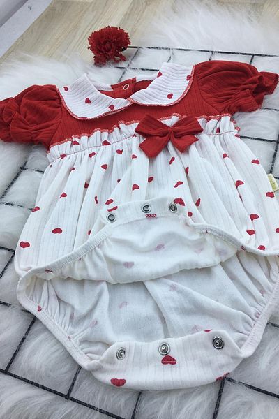 minuma Baby Girl Bow Heart Romper Dress 6-18 Months
