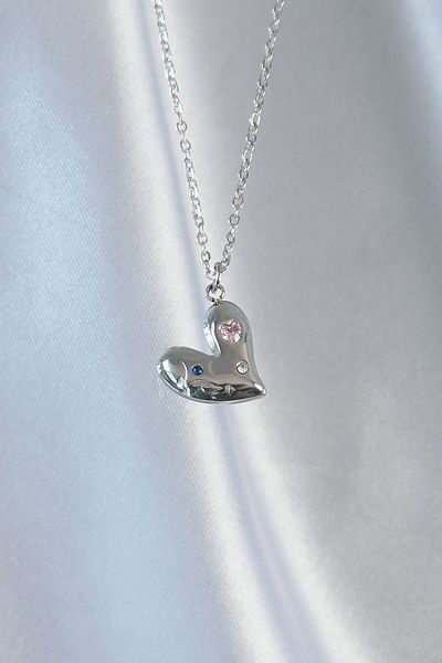 Skygo 316L Steel Chain Silver Color Color Zircon Stone Heart Necklace - Tj-Bko8906