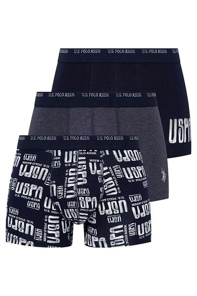 U.S. Polo Assn. 3-Piece Cotton and Lycra Men's Boxers, , Uspa Text Printed Lycra Men's Boxers