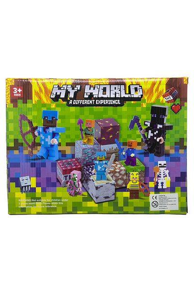 JPT Set of 18 My World figures compatible with building blocks, Minecraft style Blockheroes Blockheroes