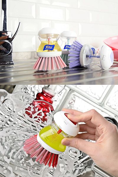 devhome Dishwashing Brush with Detergent Chamber - Ergonomic, Hygienic, Long Lasting Cleaning Brush 1 Piece - Mixed Color