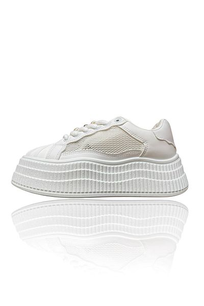 Casual Adidasi dama, casual, din panza, platofrma 6 cm, NB733, alb