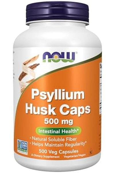 Now Supplements, Psyllium Husk Caps 500 mg, Non-GMO Project Verified, Natural Soluble Fiber, Intesti