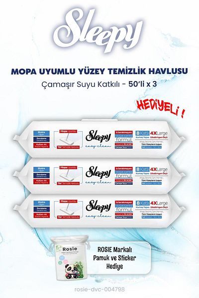 Sleepy Bleach Additive Mopa Compatible Wet Wipes 50Pcs X 3 and Rosie