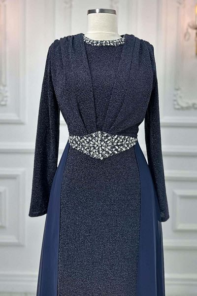 Modaviki Βραδινό φόρεμα Cevher Navy Blue ISR956