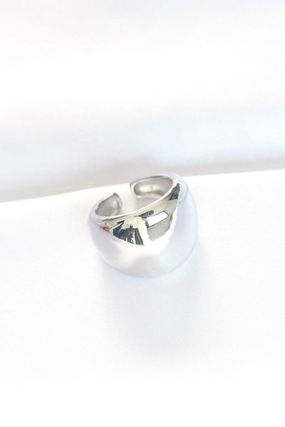 Skygo Silver Color Adjustable Curved Mirror Ring - Tj-Byk3122
