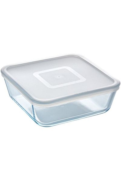 Pyrex Caserola patrata cu capac, Pyrex Cook & Freeze, sticla termorezistenta, 20 x 20 x 7 cm, 2 L