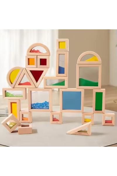 Noname Set of geometric figures made of wood and acrylic