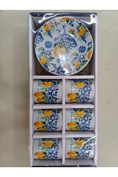 Noname PORSELEN FİNCAN TAKIMI DESENLİ 6 KİŞİLİK