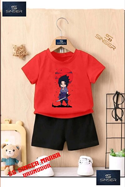 SS SİNSER تي شيرت للأطفال للجنسين "SAMURAI RED MOON" مطبوع خاص برقبة دائرية -...