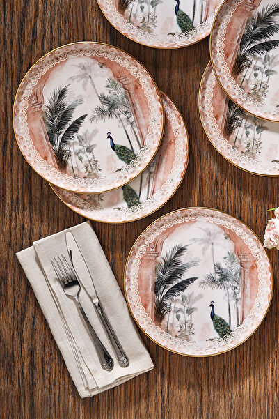 Fecra Peacock 6 Piece Cake Plate Set