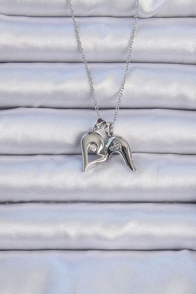 Skygo 316L Heart Necklace with Zirconia - Silver Color, Magnet Chain - Tj-Bko9082