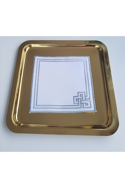 stilsenin34 6 Pieces Linen Fabric Embroidered Coffee Side Cocktail Napkin & C...