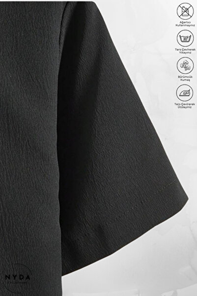 Nyda Collections Men's Crinkle Fabric Wrinkle Suit Summer Buttoned Short Sleeve Shirt and Lace up Shorts Suit with Pockets