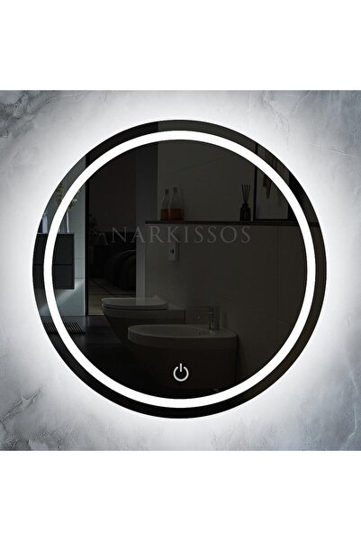 Narkissos Dizayn 80 cm DOKUNMATİK BEYAZ LEDLİ BANYO AYNASI KUMLAMALI -SALON-K...