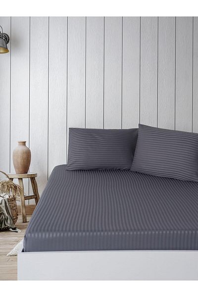 PATRON SHOES 100% Cotton Satin Fitted Sheet Set with Cylinder Pvc Bag