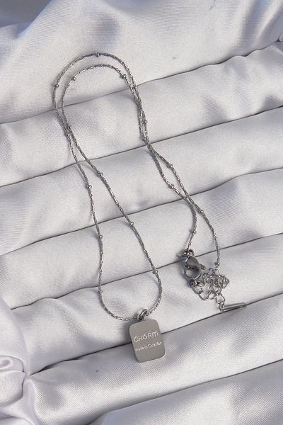 Skygo 316L Steel Silver Color Square Charm Model Necklace - Tj-Bko8927