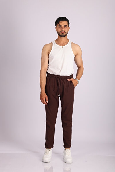 JAKOTTO Regular Cut Double Leg Men's Trousers with Elastic Waist