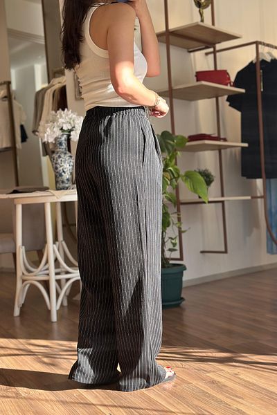 Unique Boutique Black High Waist Striped Trousers