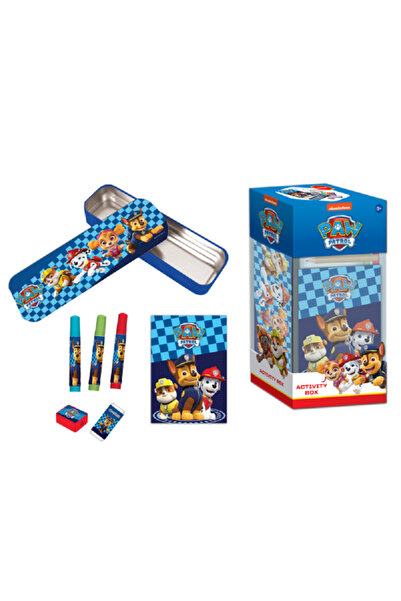 First Kid صندوق أنشطة للأطفال من باو باترول مع حافظة أقلام معدنية متعددة الألوان