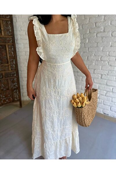 PİNK FLY Rochie de damă, cu șireturi cu fundă, decupată la spate, cu volane