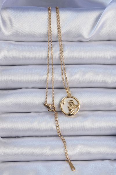 Skygo Gold Colored 316L Steel Zircon Stone Angel Necklace - Tj-Bko9085