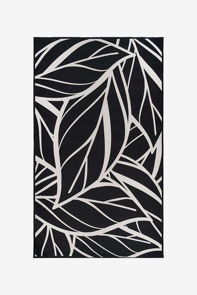 Barine Leaf Patterned Cotton Pareo & Sarong Black 110X180 cm