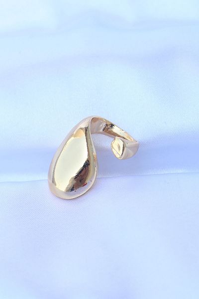 Skygo Brass Gold Color Adjustable Huge Curved Ring - Tj-Byk3178