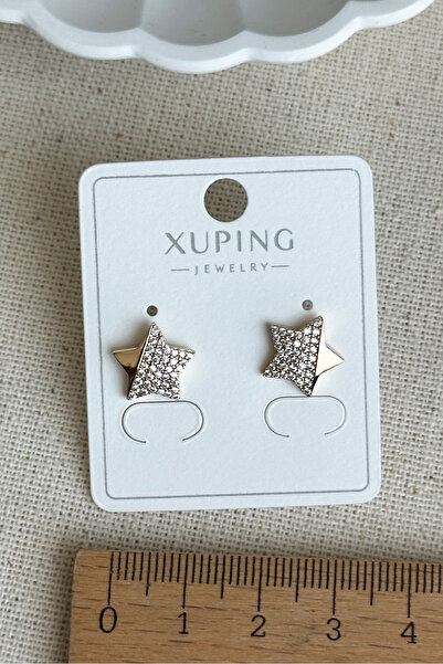 Modacaprea Xuping 14K Taşlı Yıldız Vidalı Kadın Küpe – Kararmaz | Kadın Takı Xuping Küpe