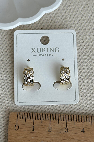 Modacaprea Xuping 14K Taşlı Halka Klipsli Kadın Küpe – Kararmaz | Kadın Takı Xuping Küpe