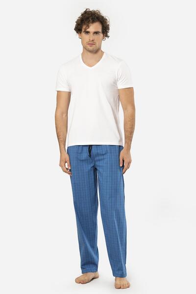 Cacharel Пижамен комплект с къс ръкав, тениска с V-образно деколте и карирана долна част на джоба