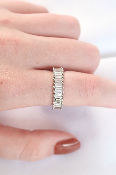 Skygo Silver Color Adjustable Ring with Row Baguette Stones - Tj-Byk3110