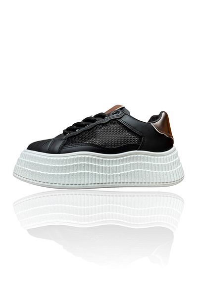 Casual Women's casual canvas sneakers, 6 cm platform, NB733, black