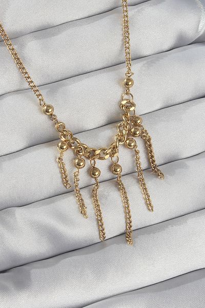Skygo Gold Color 316L Steel Chain and Heel Detail Dangle Necklace - TJ-BKO8911