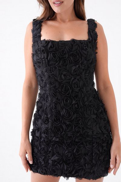 Neşeli Butik Women Premium Rose Detailed Design Evening Dress Nbs9380