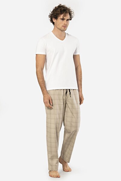 Cacharel Σετ πιτζάμες με κοντό μανίκι με λαιμόκοψη σε σχήμα V και καρό κάτω μέρος με τσέπες